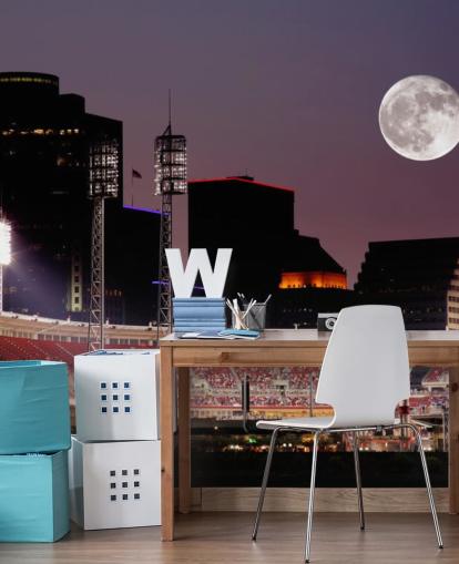 Baseball by Night Stadium Wallpaper