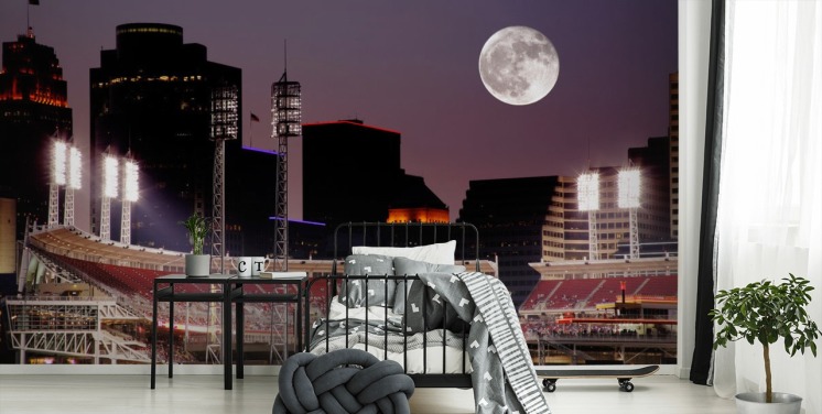 Baseball by Night Stadium Wallpaper