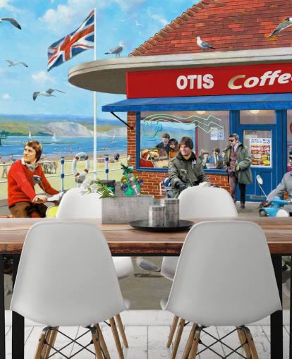 Mods Coffee Bar Behang Muurschildering 