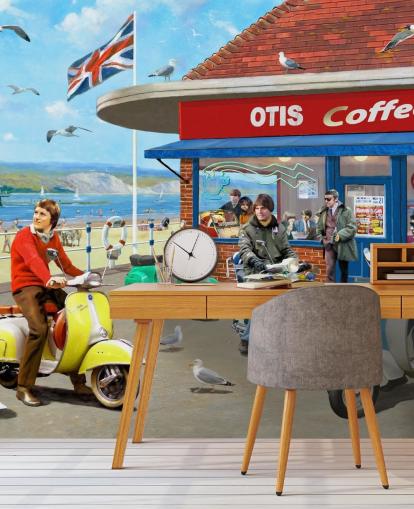Mods Coffee Bar Behang Muurschildering 