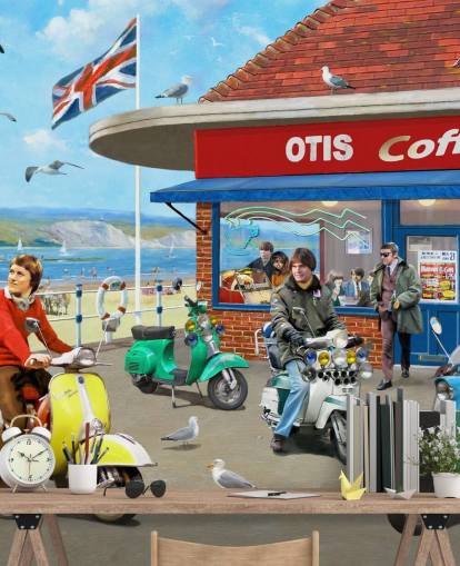 Mods Coffee Bar Wallpaper Mural 