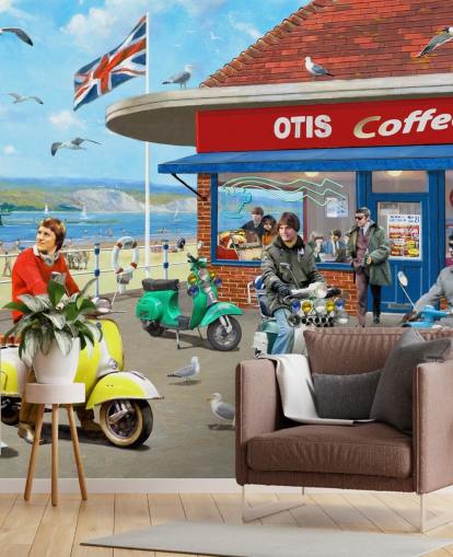 Mods Coffee Bar Wallpaper Mural 