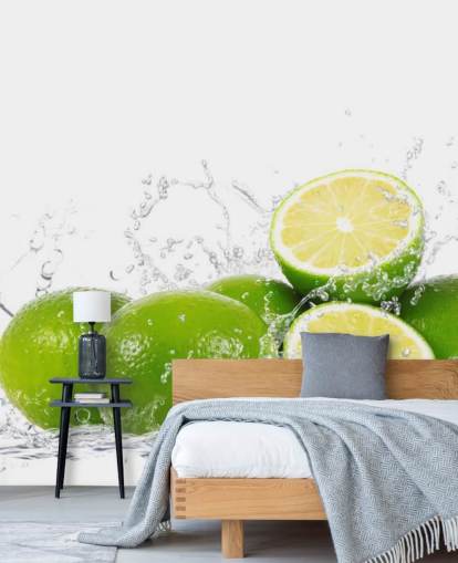 Grønne Limes og Spruting Water Wall Mural