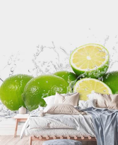 Green Limes and Splashing Water Wall Mural