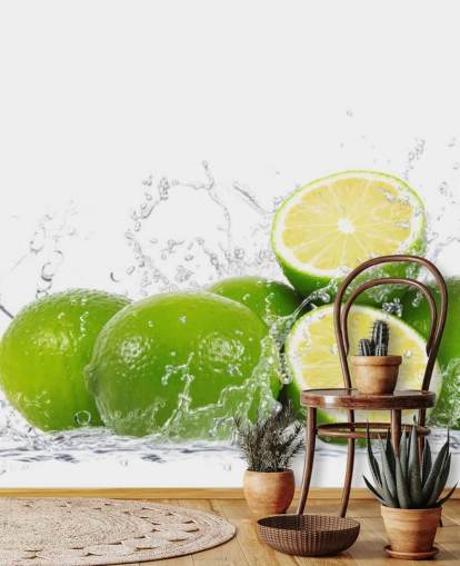 Vihreä Limes ja roiskeita veden seinämaalaus