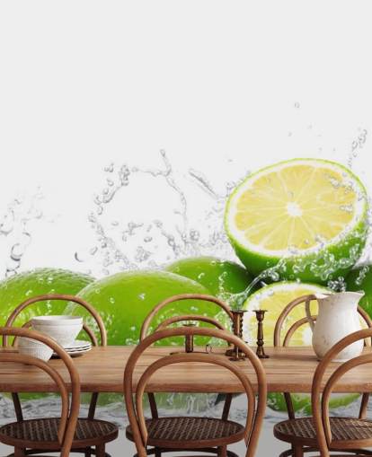 Green Limes and Splashing Water Wall Mural
