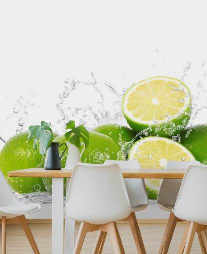 Grønne Limes og Spruting Water Wall Mural