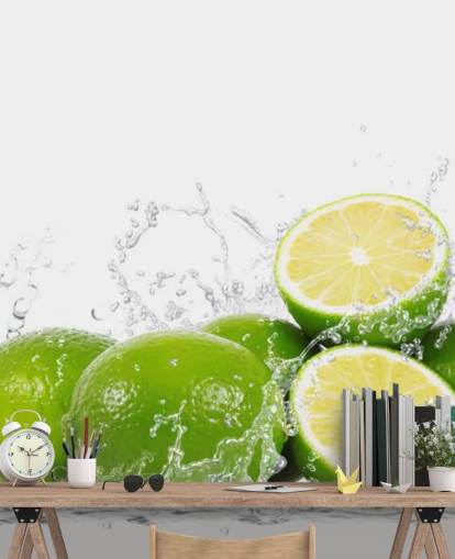 Green Limes and Splashing Water Wall Mural