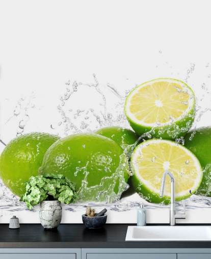 Vihreä Limes ja roiskeita veden seinämaalaus