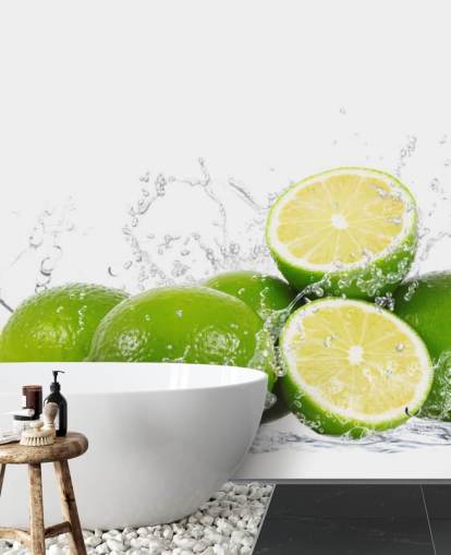 Green Limes and Splashing Water Wall Mural Green Limes and Splashing Water Wall Mural