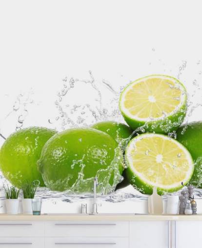 Grønne Limes og Spruting Water Wall Mural
