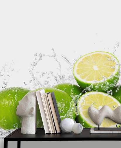 Green Limes and Splashing Water Wall Mural