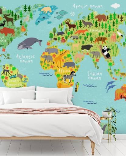 animal world map wallpaper