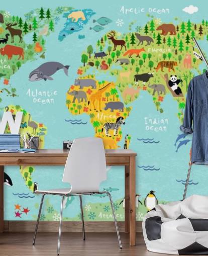 animal world map wallpaper