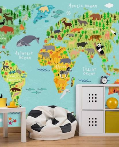 animal world map wallpaper
