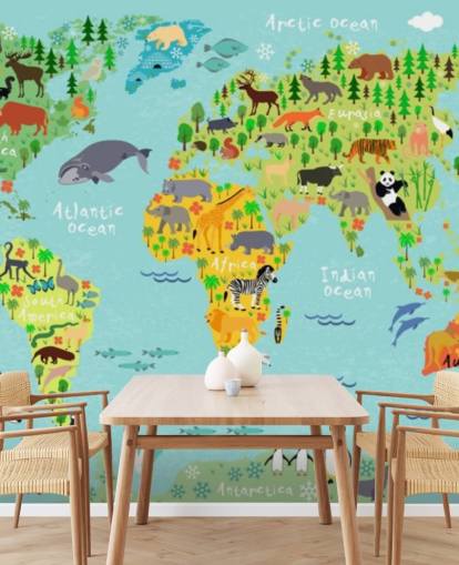 carta da parati mappa mondo animale