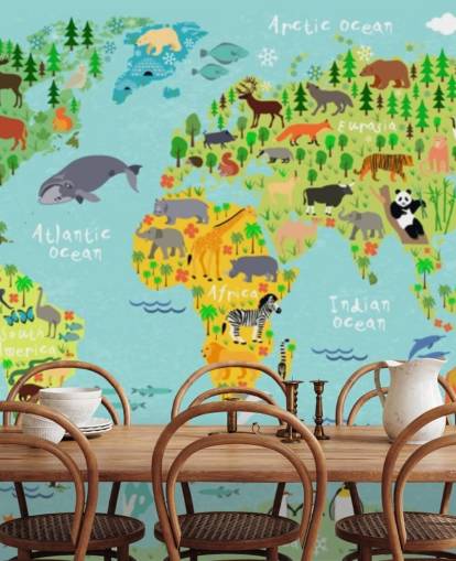 animal world map wallpaper