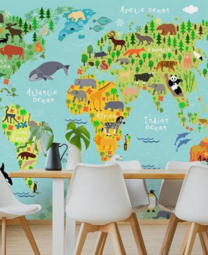 animal world map wallpaper