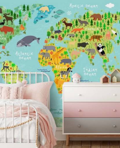 animal world map wallpaper