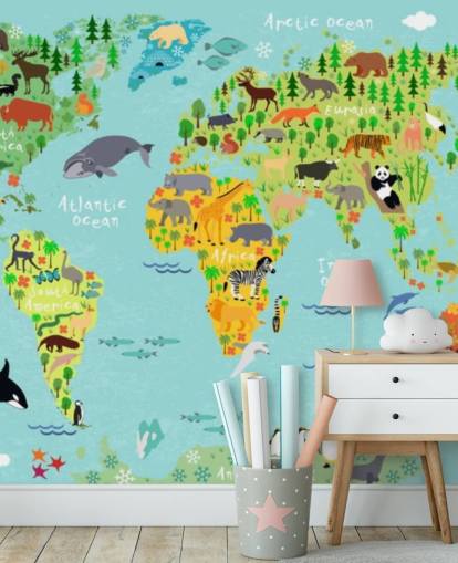 carta da parati mappa mondo animale