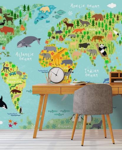 animal world map wallpaper