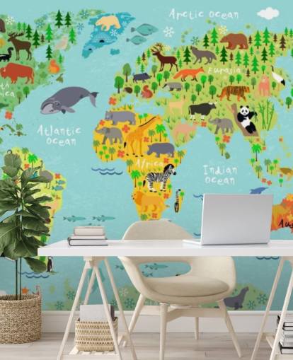 animal world map wallpaper