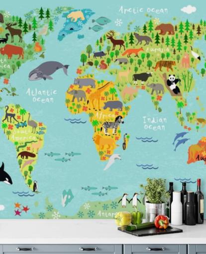 animal world map wallpaper