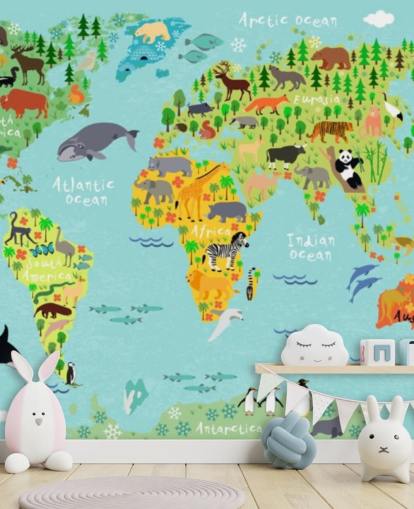 carta da parati mappa mondo animale