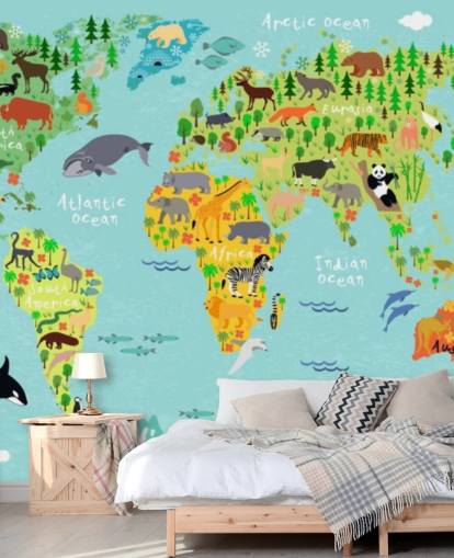 animal world map wallpaper