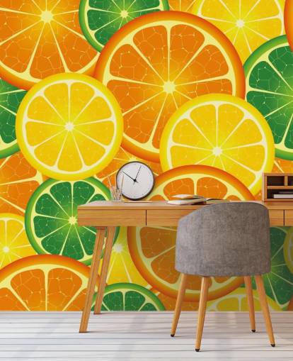 Plakjes citrus fruit muurschildering Plakjes citrus fruit muurschildering