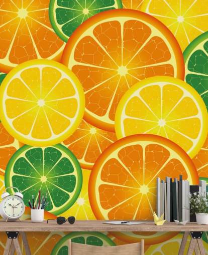 Plakjes citrus fruit muurschildering