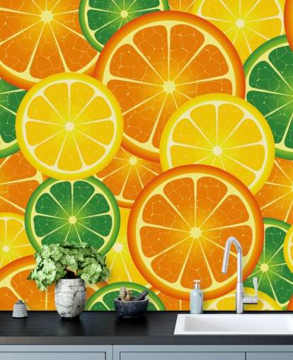Plakjes citrus fruit muurschildering