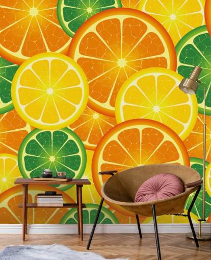 Papier Peint Fresque Tranches d'agrumes