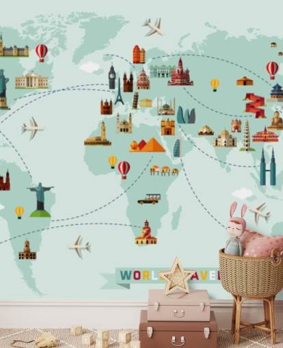 farverige børn rejse kort tapet farverige børn rejse kort tapet