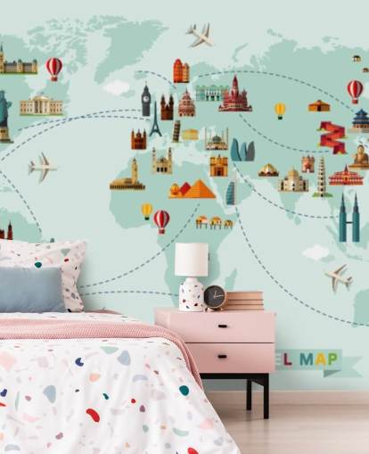 papel pintado colorido mapa de viaje para niños papel pintado colorido mapa de viaje para niños