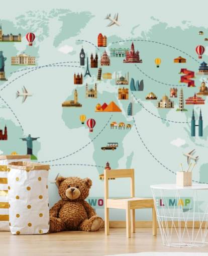 papel pintado colorido mapa de viaje para niños papel pintado colorido mapa de viaje para niños