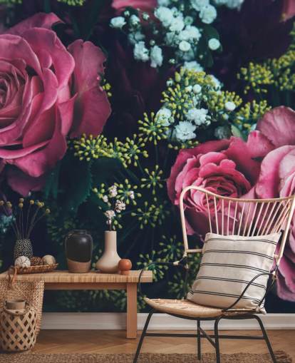 Papel pintado Ramo de rosas rosas rosas oscuras