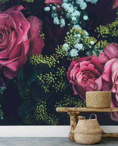 Papel pintado Ramo de rosas rosas rosas oscuras