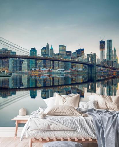 Mural de pared Puente de Brooklyn al atardecer