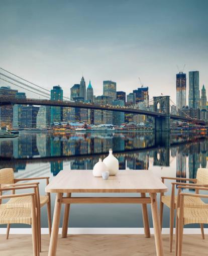 Decorazione murale con ponte di Brooklyn al tramonto