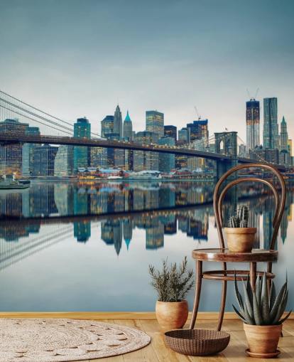 Papier Peint Fresque Pont de Brooklyn au crépuscule
