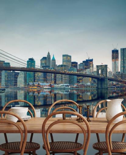 Decorazione murale con ponte di Brooklyn al tramonto Decorazione murale con ponte di Brooklyn al tramonto