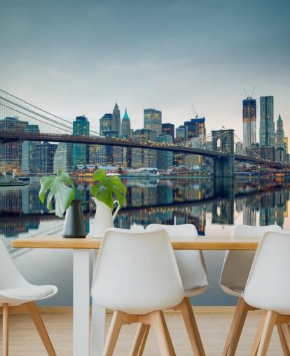 Ponte de Brooklyn no mural de parede do crepúsculo