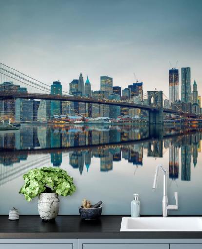 Brooklyn Bridge at Dusk Wall Mural