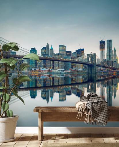 Decorazione murale con ponte di Brooklyn al tramonto Decorazione murale con ponte di Brooklyn al tramonto