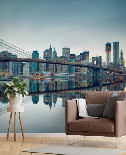 Ponte de Brooklyn no mural de parede do crepúsculo