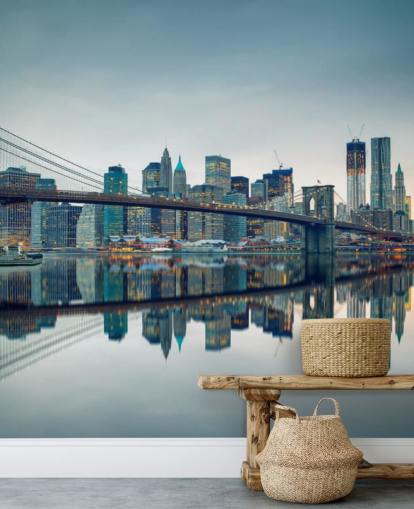 Mural de pared Puente de Brooklyn al atardecer