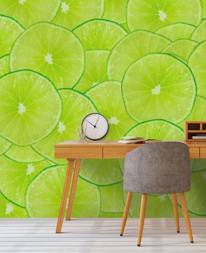 Mural de pared Montaje de rodajas de lima Mural de pared Montaje de rodajas de lima