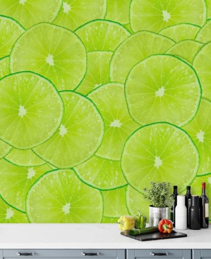 Lime viipaleet Montage seinämaalaus Lime viipaleet Montage seinämaalaus