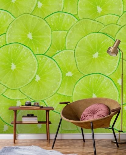 Lime viipaleet Montage seinämaalaus Lime viipaleet Montage seinämaalaus
